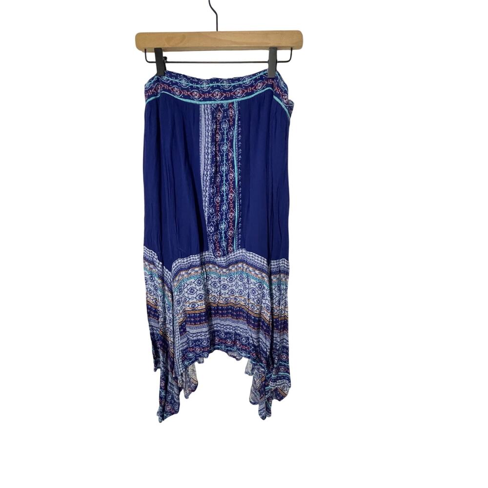 New Directions Women's Large L Blue Paisley A-Line Skirt Novelty Boho Hippie